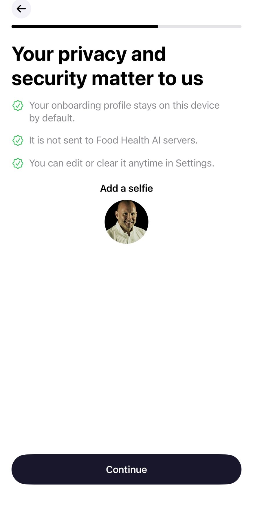 Privacy and security onboarding screen